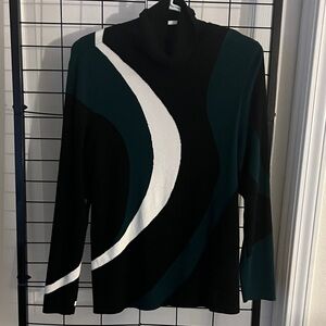 Chico's Black and White Turtleneck Sweater